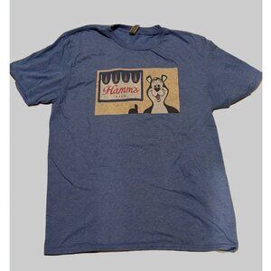 Rare HTF Hamm’s Beer Bear Graphic T-Shirt Retro Blue Mens Sz L Vintage Style Tee